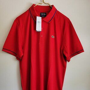 Lacoste Sport t shirt woman size XL red unisex polyester short sleeve button